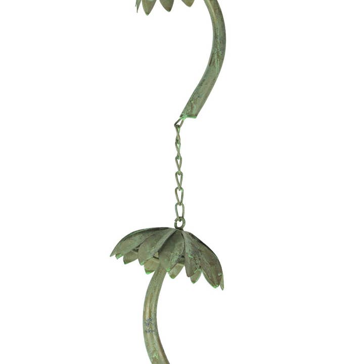 Brown Metal Tropical Palm Tree Rain Chain with Attached Hanger 72 inch for wholesale on Faire4