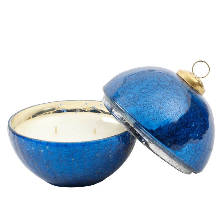 O' Holy Night Blue Glass Ornament Candle MIN 4 for wholesale by LUX FRAGRANCES