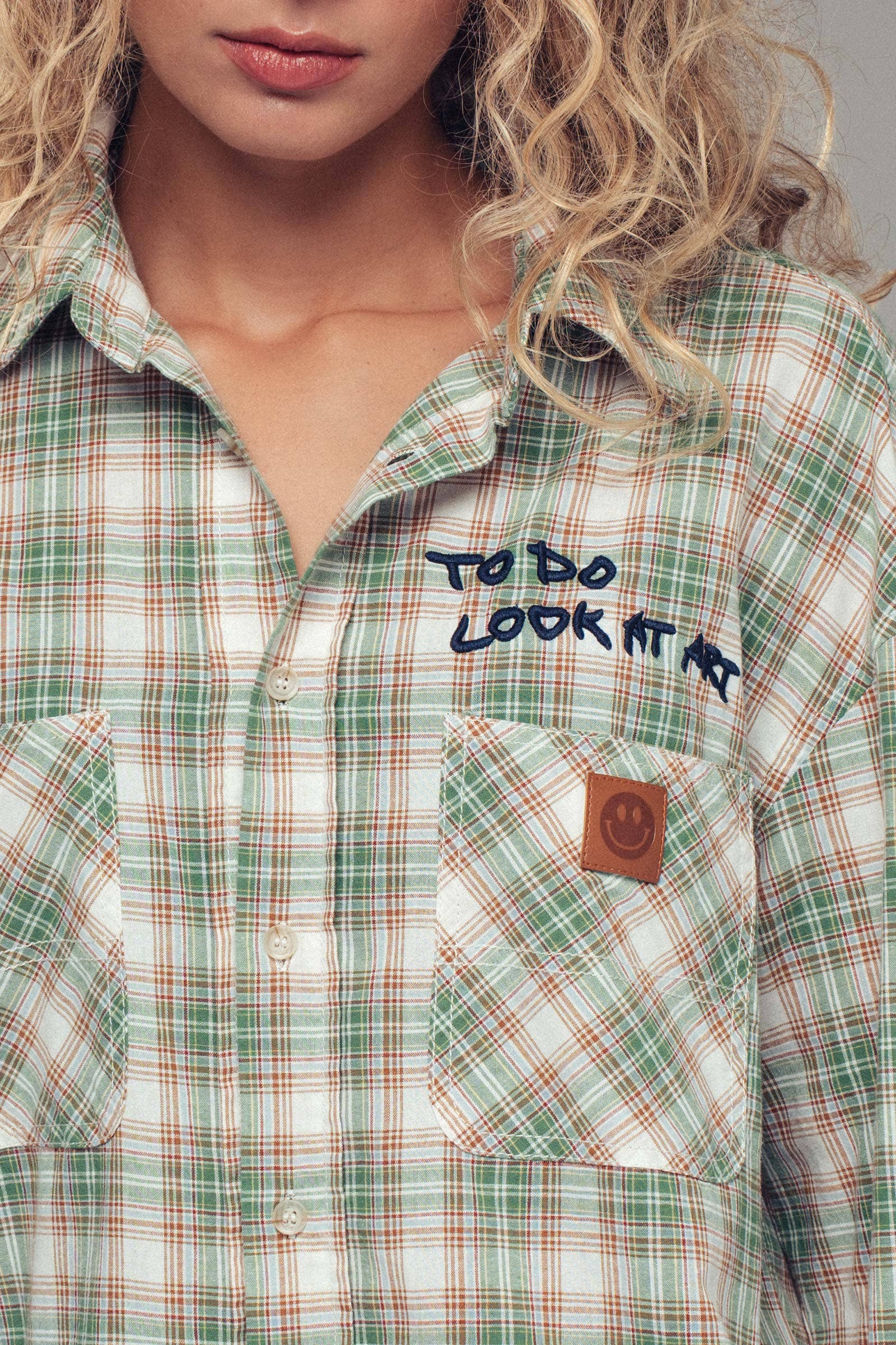 Urban Daizy - Wholesale Button Down Shirt - Women's - "TO DO LOOK AT ART" Embroidered Boho Top9