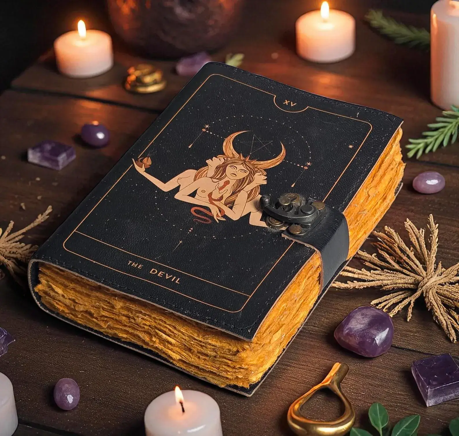 MNM HANDICRAFTS - Wholesale Journal/Diary - Celestial Moon & Sun Leather Journal, Handmade Vintage Spell1