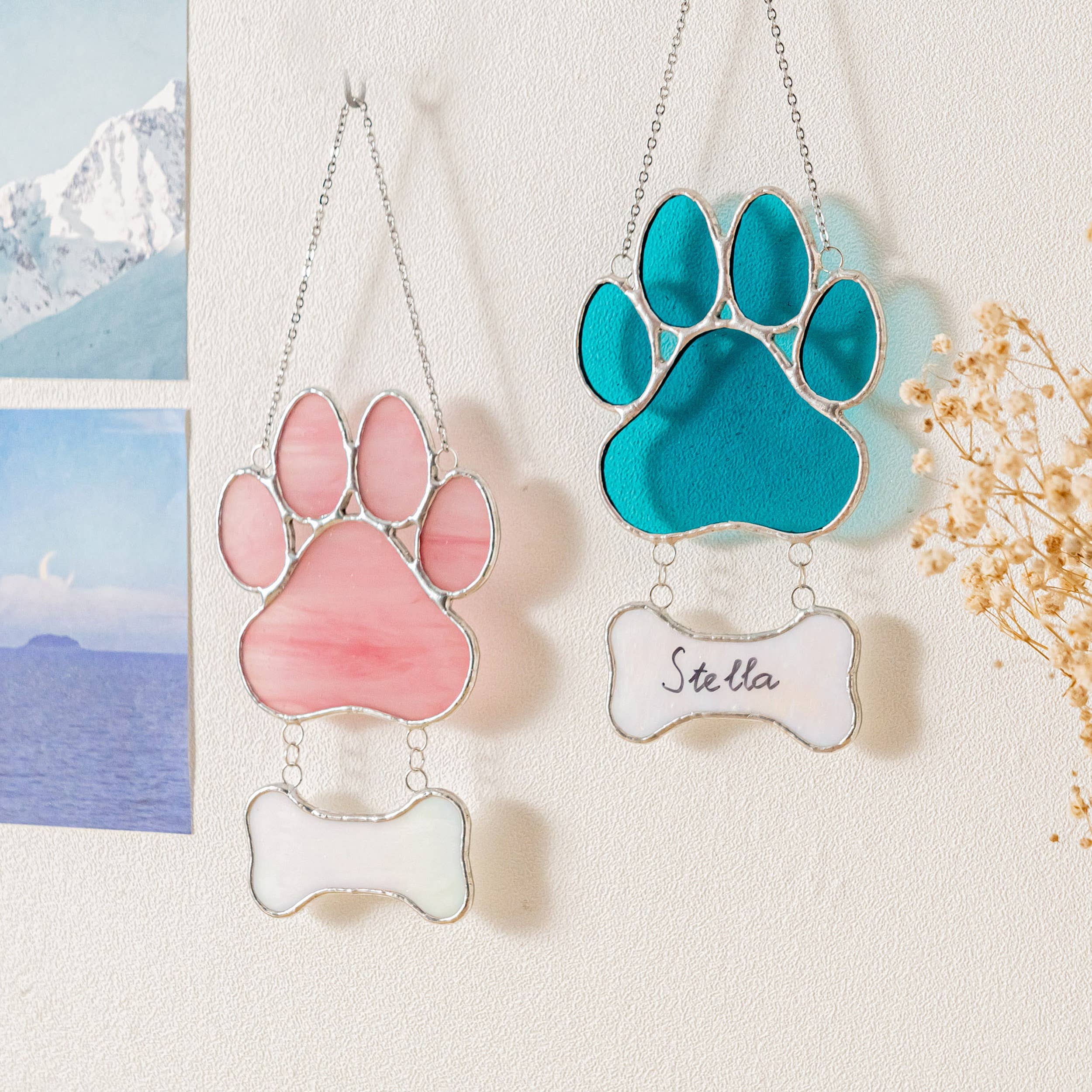 MondoBellissimo - Vente Attrape-soleil - Attrape-soleil commémoratif patte d'animal en vitrail Q197