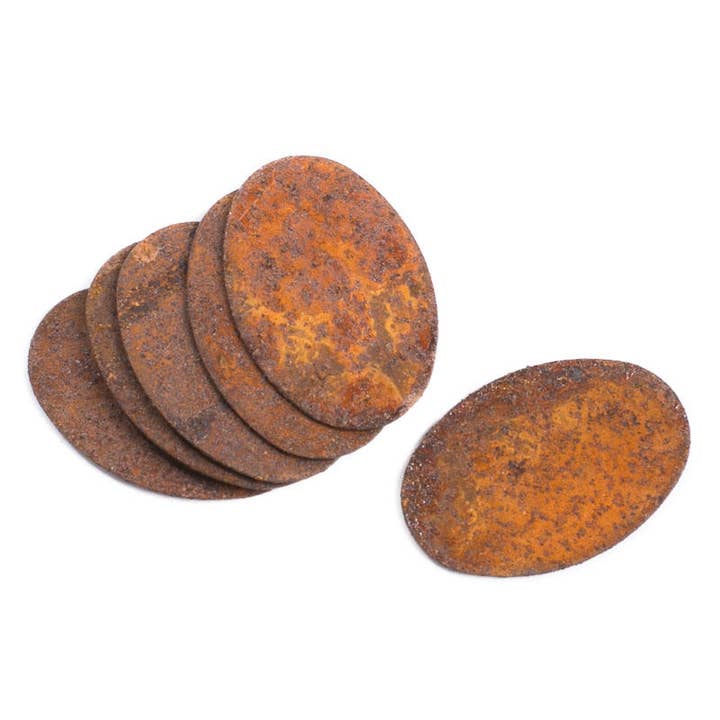 Factory Direct Craft - Wholesale Cutouts - 1-1/8" Small Rusty Tin Oval Cutouts - Package of 6 pieces3