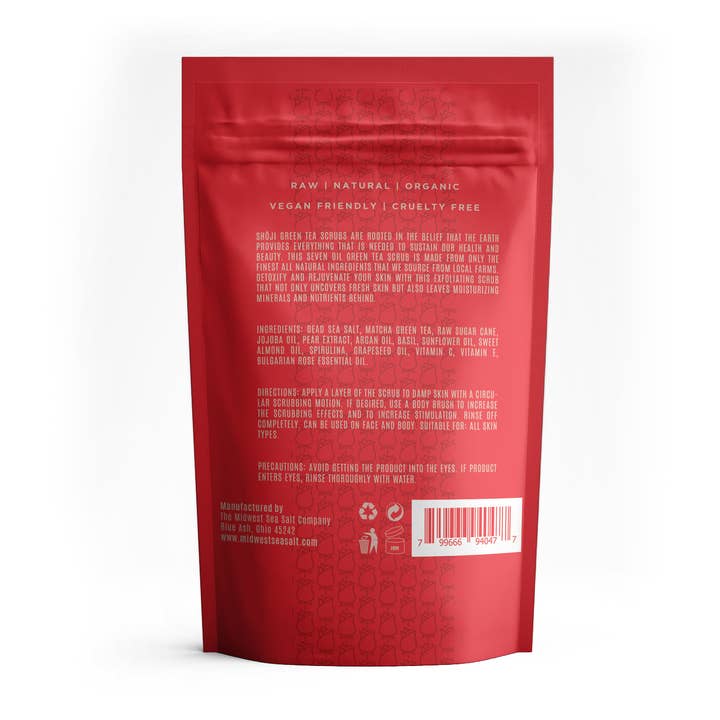 The Midwest Sea Salt Company - Wholesale Body scrub/exfoliant - Shoji Natural Matcha Green Tea Face & Body Scrub w/ Rose Oil1
