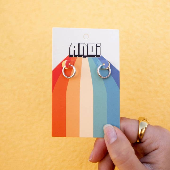 Shop Andi - Wholesale Hoop Earrings - 14mm Fundamental Hoops - Hypoallergenic - Gold and Silver5