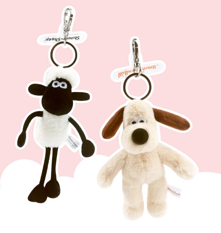 K-Wonderland – Großhandel Schlüsselanhänger – Unisex – Wallace & Gromit & Shaun das Schaf Plüsch-Schlüsselanhänger - 15 cm2