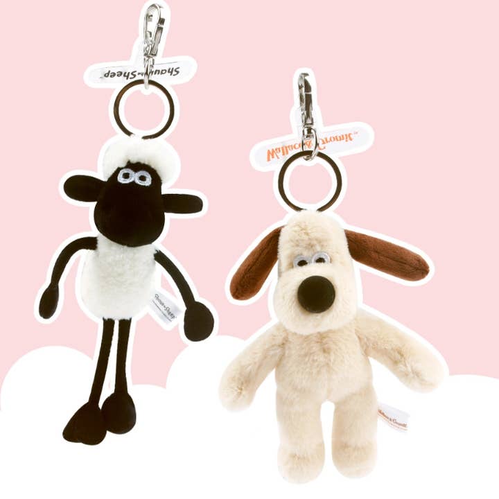 K-Wonderland – Großhandel Schlüsselanhänger – Unisex – Wallace & Gromit & Shaun das Schaf Plüsch-Schlüsselanhänger - 15 cm2