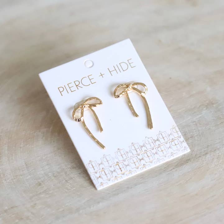 Pierce + Hide - Wholesale Dangle Earrings - Textured Ribbon Drop Earrings | Bow Earrings2