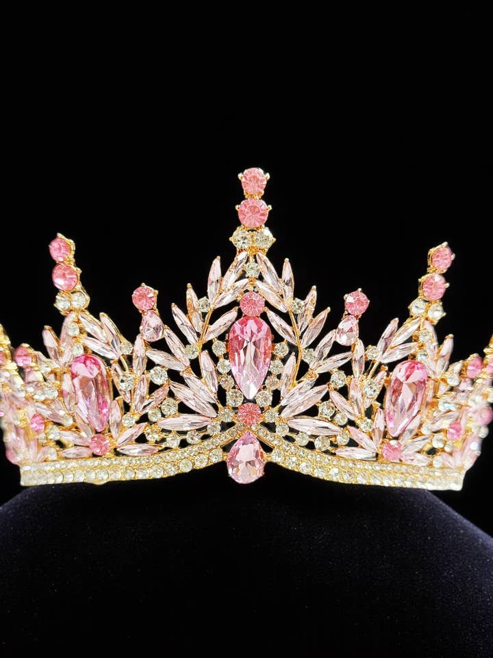 Pink tiara, Princess tiara, Victorian tiara, Crystal crown for wholesale by Happy Dream Gifts