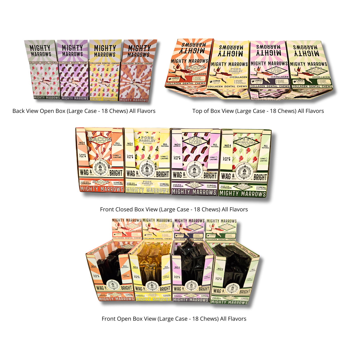 Wag & Bright Supply Co. - Vente Os à mâcher – chien - Mighty Marrows Collagen Dental Chew - Porc Persil - SM/LG17