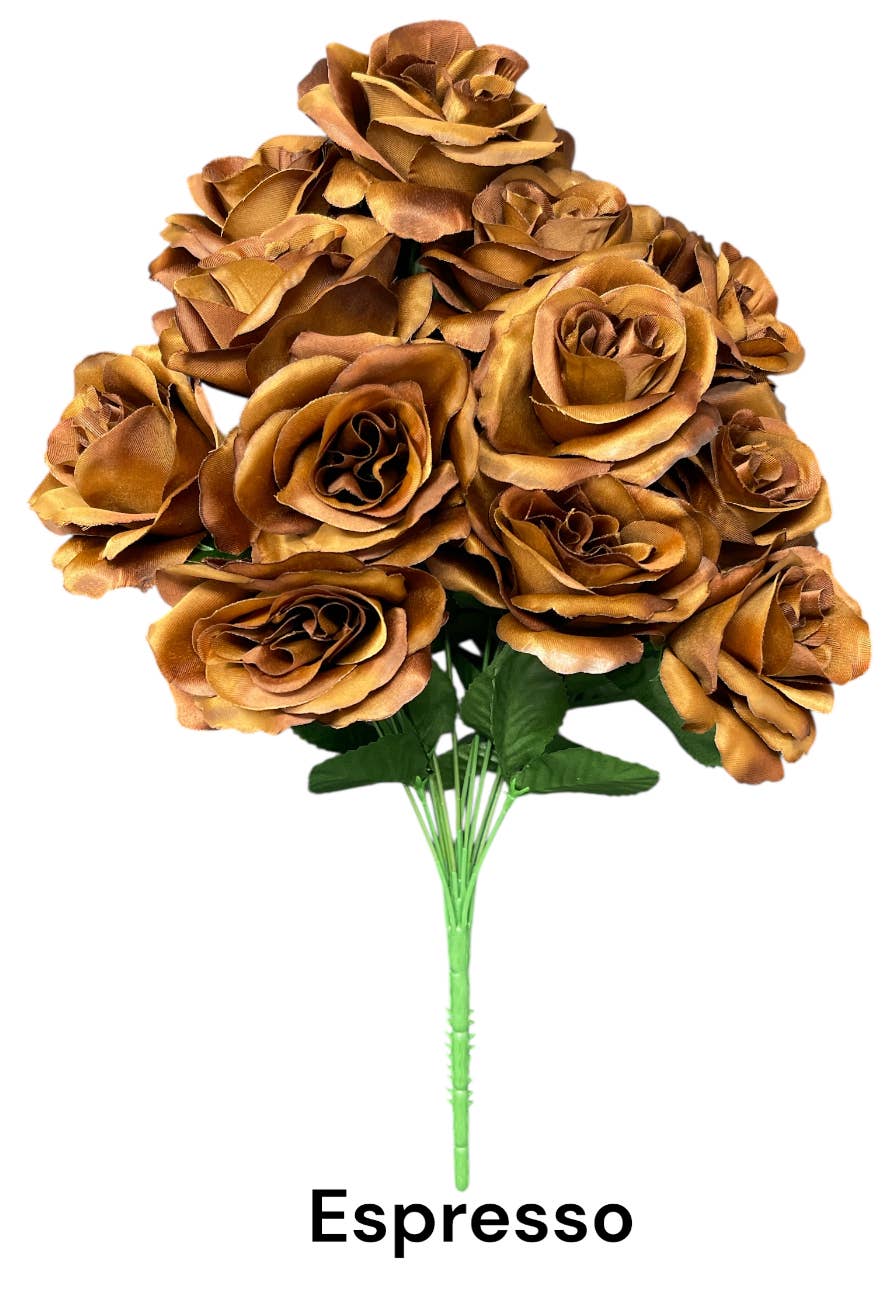 Thompson Wholesale - Wholesale Artificial Flowers - Color Fast Lillian Open Rose Bush (30 PK)17