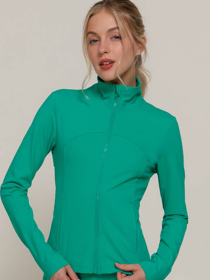 Active Basic | Active USA - Wholesale Athletic Jacket - Women's - Long Sleeve Mock Neck Seam Detail Workout Jacket47