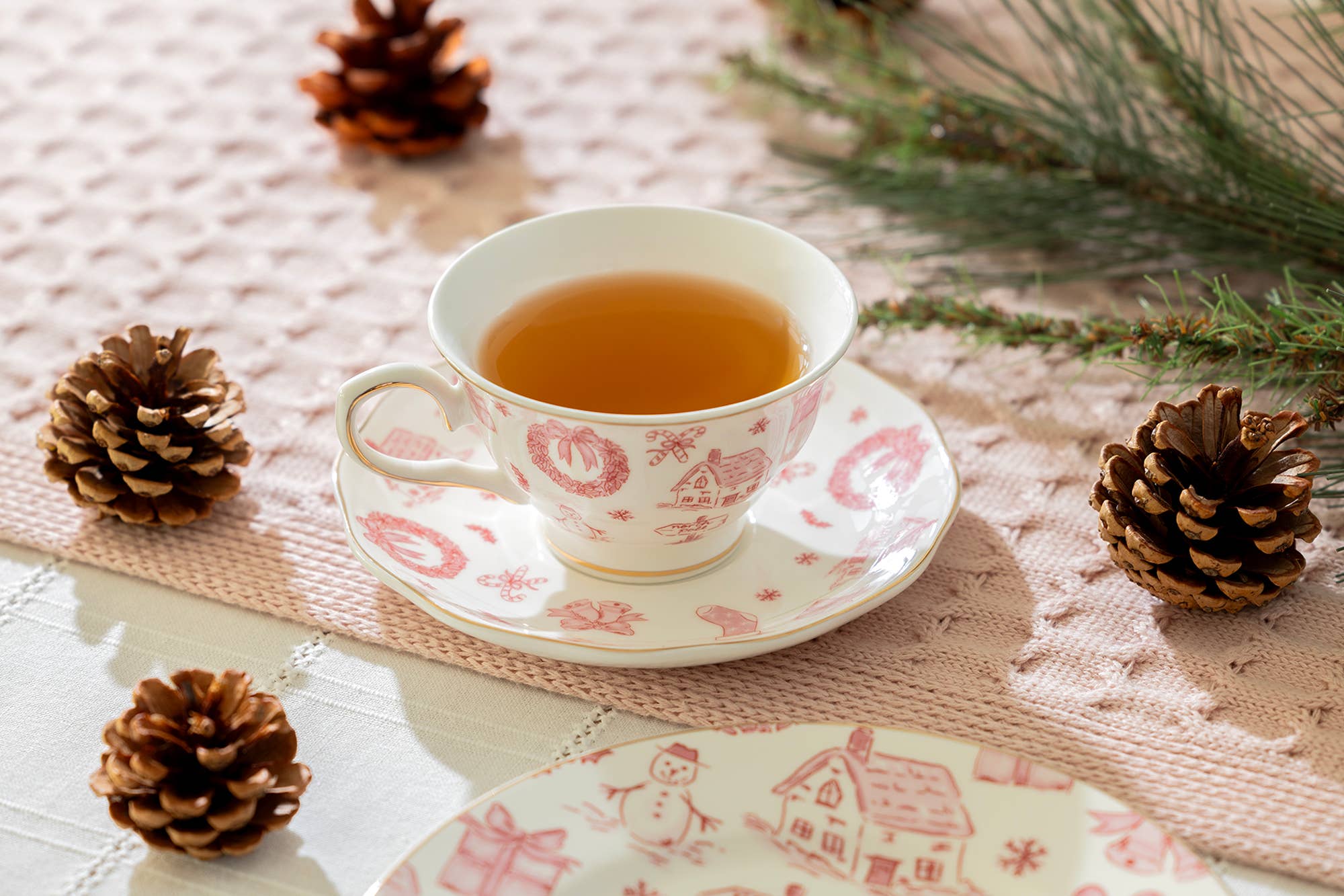 Grace Teaware - Wholesale Coffee/Tea Cup - Christmas Pink Bow 7oz Fine Porcelain Tea Cup and Saucer1