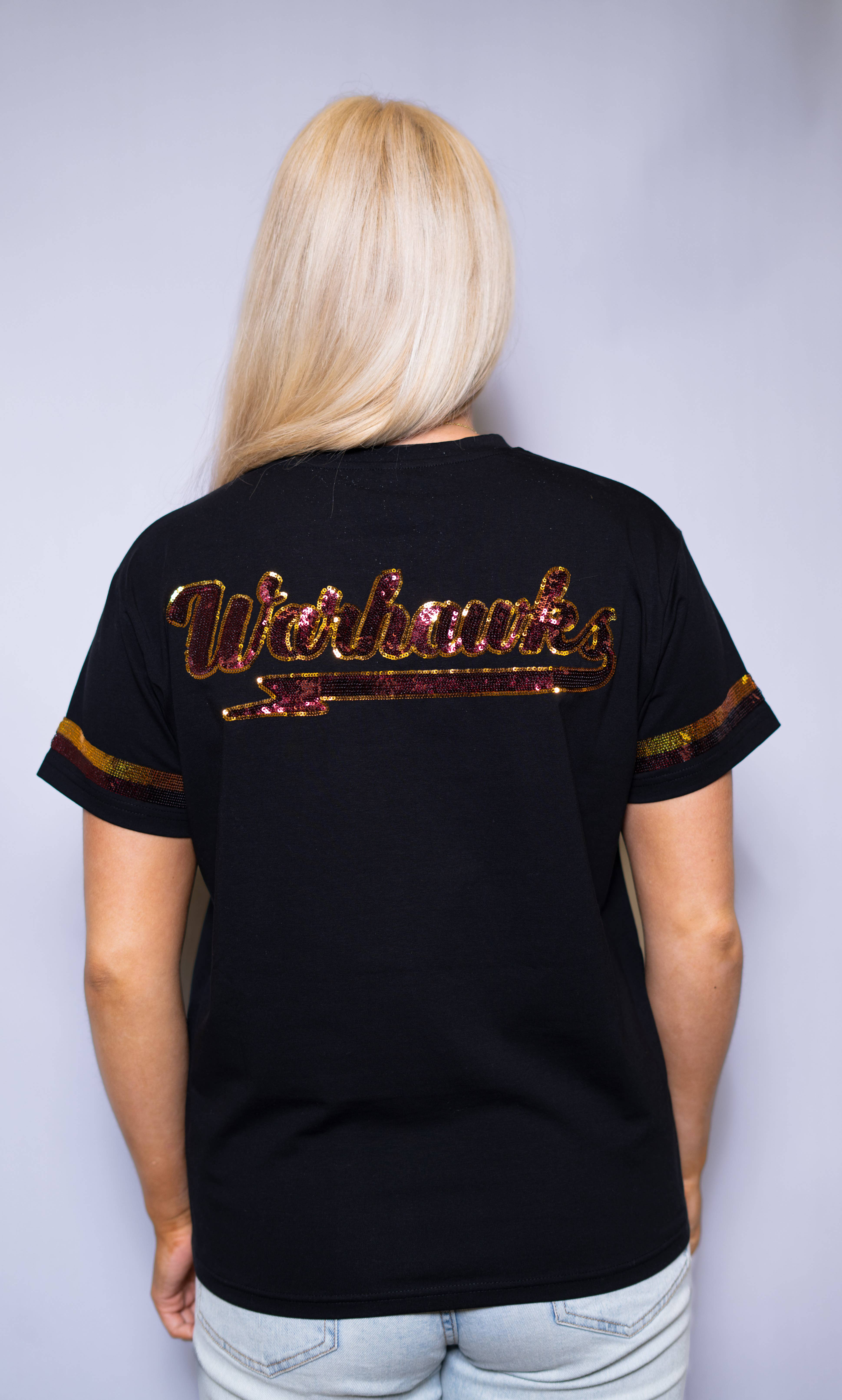 BOMB DESIGNS - Wholesale T-Shirt - Women's - ULM Warhawks (LICENSED) | Women's Sequin Baseball Jersey Tee2