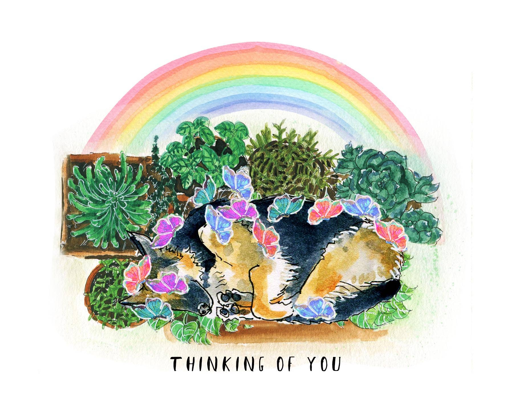 Liyana Studio - Wholesale Sympathy Card - Garden Rainbow Cat - Sympathy Card1