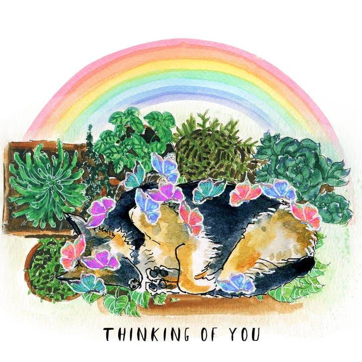 Liyana Studio - Wholesale Sympathy Card - Garden Rainbow Cat - Sympathy Card1