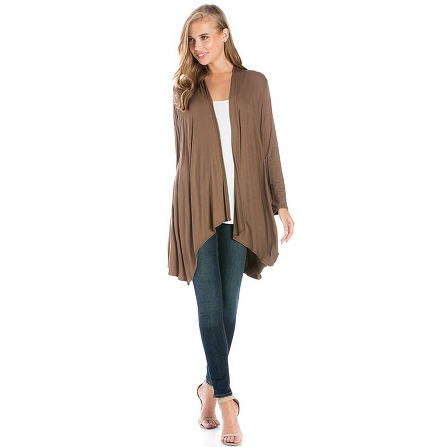 Azules Clothing – Großhandel Strickjacke – Damen – AJK-3006RS Langärmeliger Cardigan mit offenem Vorderteil und Wasserfallausschnitt37