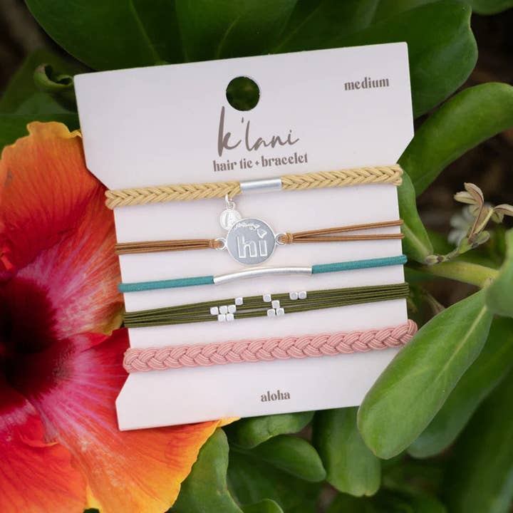 K'lani hair tie bracelets - Wholesale Hair Tie - "Aloha" Silver Hawaii Charm Hair Tie Bracelets6