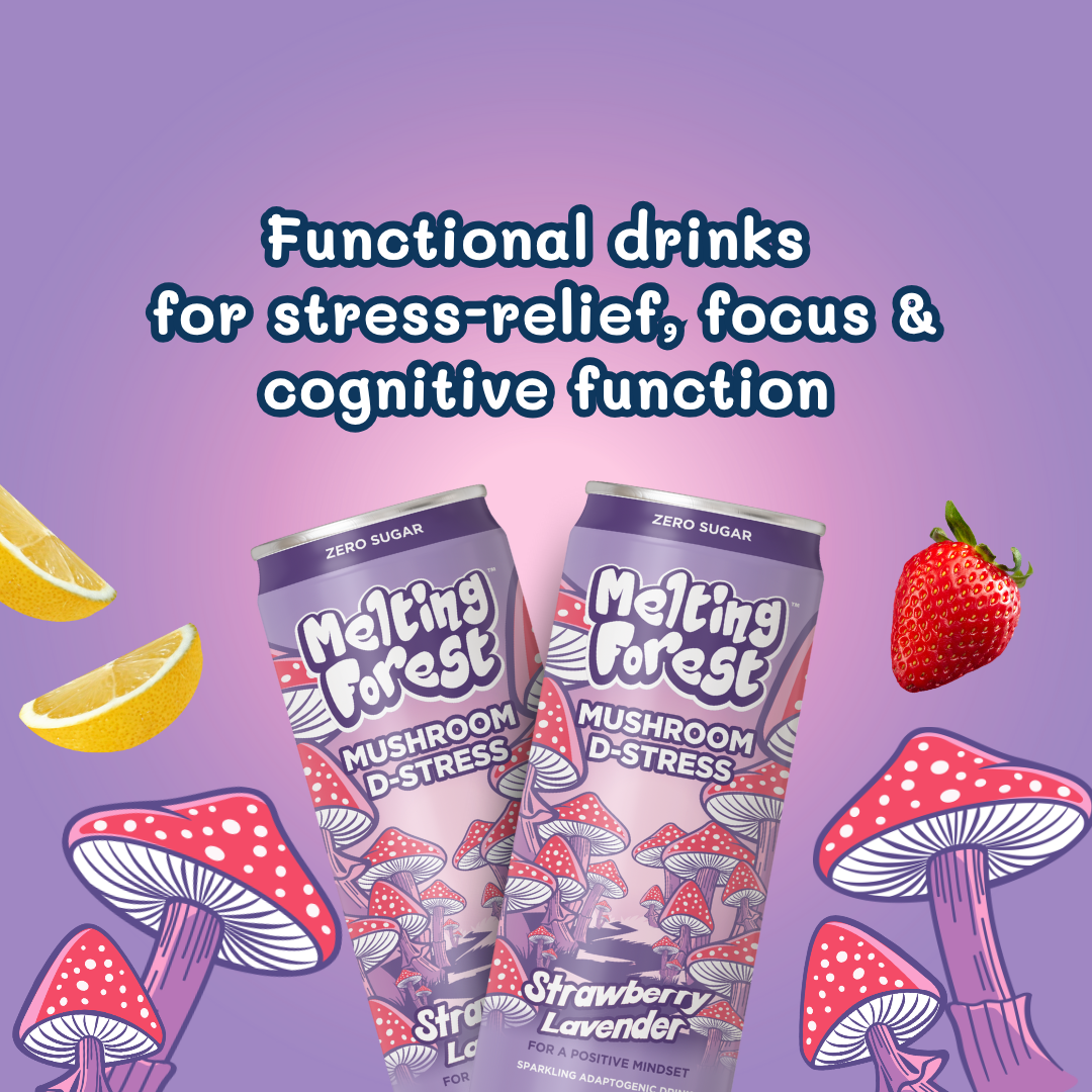 Melting Forest - Vente Eau gazeuse - Boisson aux champignons | Soulagement du stress | Fraise et lavande7