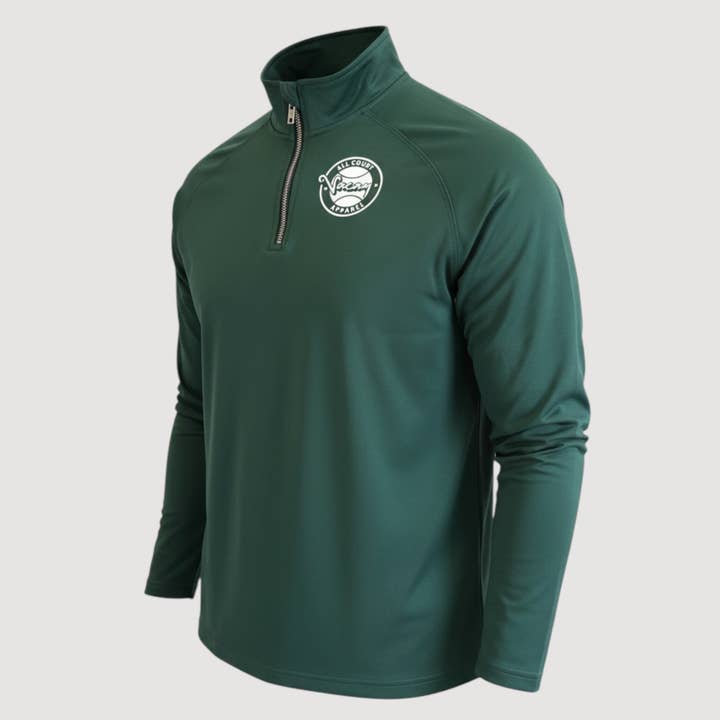 PERFORMANCE 1/4 ZIP ACE TOP - FOREST GREEN for wholesale by Vacay All Court Apparel