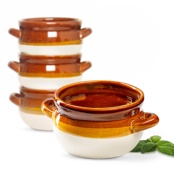 Kook - Wholesale Serve Bowl - Kook Puebla Ceramic French Onion Soup Crocks, Set of 4,18 oz2