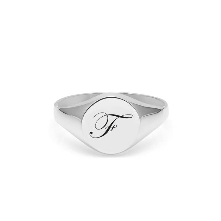 Initial F Edwardian Signet Ring - Silver for wholesale by Myia Bonner