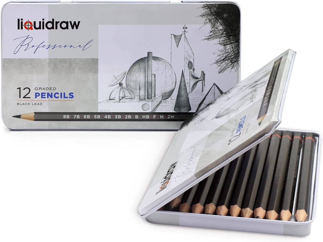 Liquidraw – wholesale Pencil – Liquidraw Drawing Pencils Set of 12, Graded Pencils For Artists, Sketching, Art, Sketch (8B-2H) Graphite Hard & Soft Pencil Set0