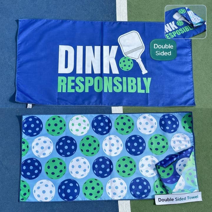 Pickleball Towel- Dink Responsibly Double-Sided Microfiber for wholesale by Born to Rally