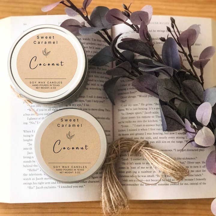Sweet Caramel Shop - Vendita all'ingrosso Candele da viaggio - Candele artigianali vegane profumate in cera di soia, 113 g1