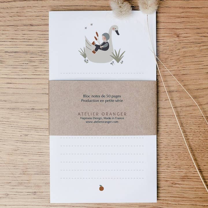 Notepad/Notepad - Kids - Spring - The Child and The Swan for wholesale by Atelier Oranger