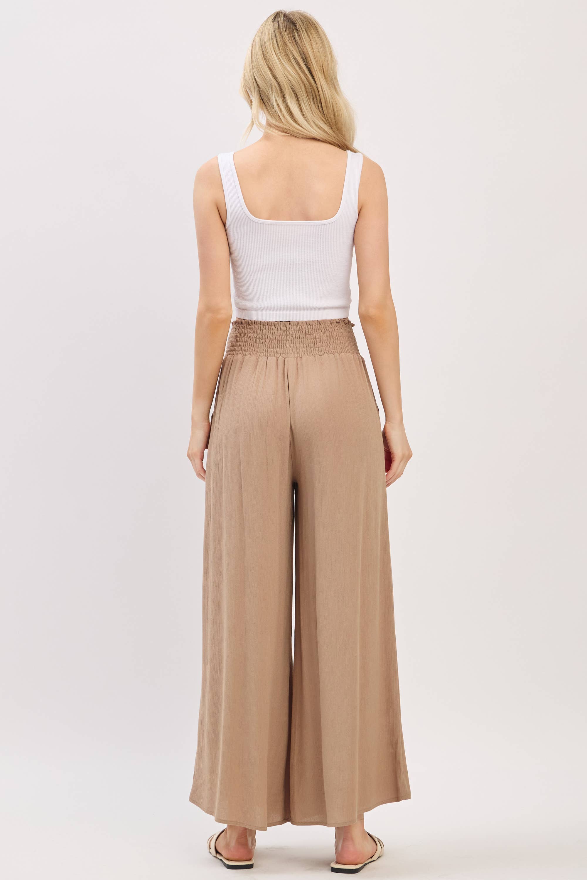 Final Touch - Wholesale Pants - Women's - Waist Smocked Wide Leg Pants - VLP70000327