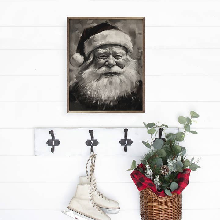 Kendrick Home - Wholesale Christmas Wall Art - Santa BW2