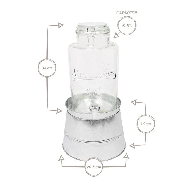 Rinkit Ltd - Wholesale Drink Dispenser - 6.5L Glass Drinks Dispenser with Tap & Bucket Stand - By Rink Drink3
