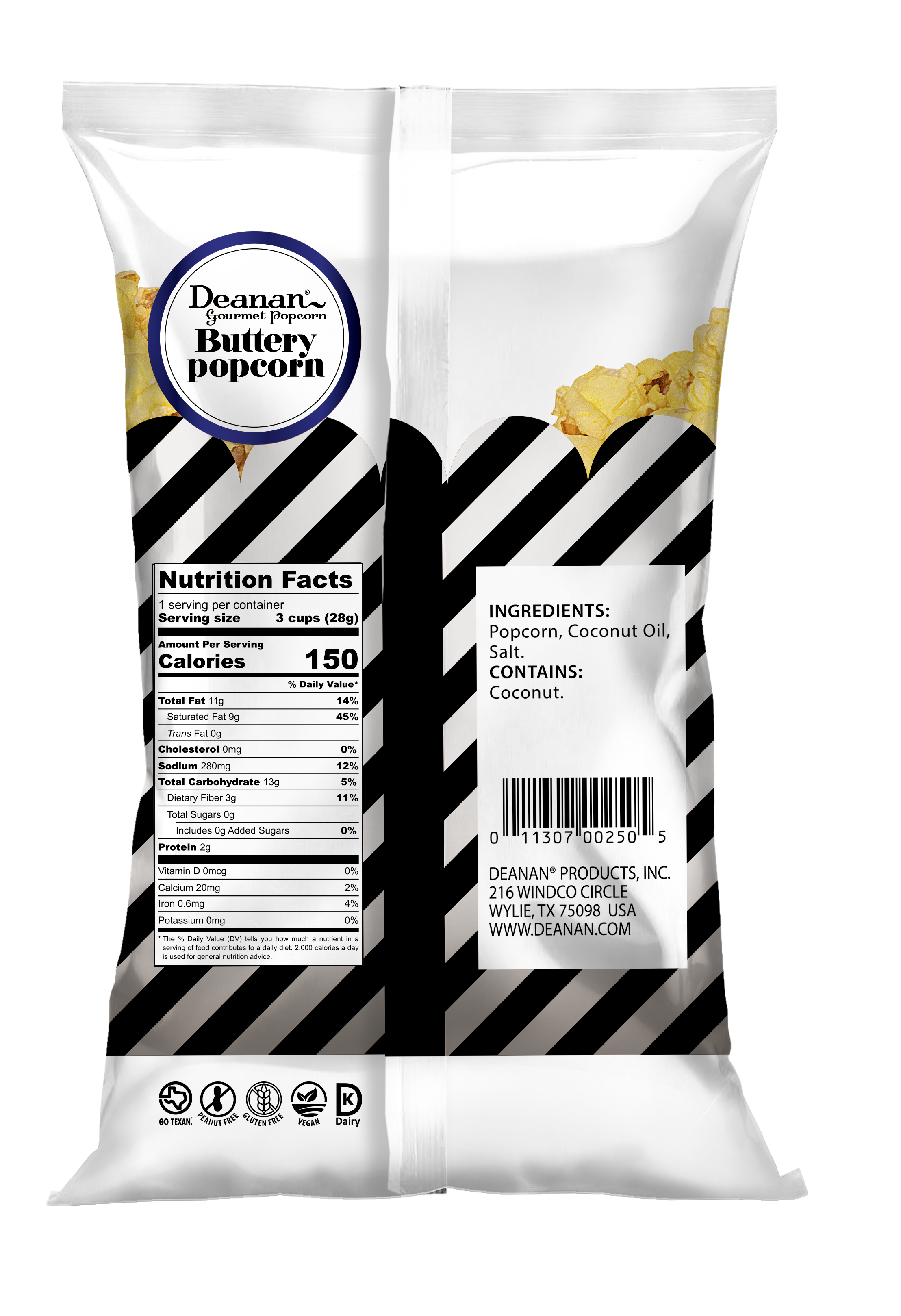 Deanan Gourmet Popcorn - Wholesale Popcorn - Buttery Popcorn - 100 Count - 3 Cup Bags4