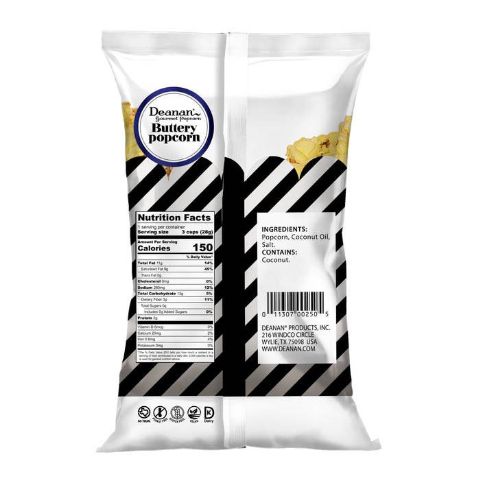 Deanan Gourmet Popcorn - Wholesale Popcorn - Buttery Popcorn - 100 Count - 3 Cup Bags4
