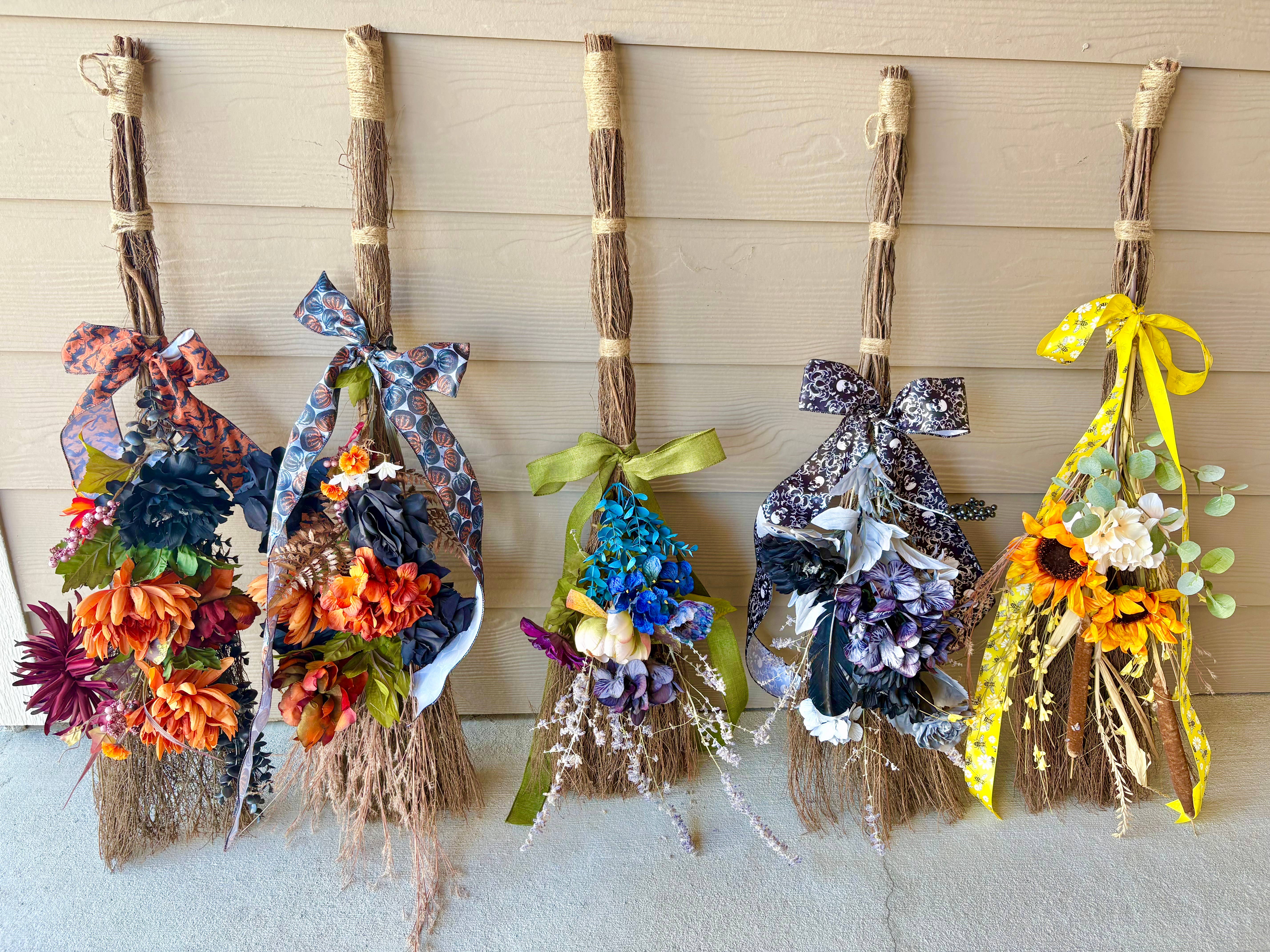 All Little Cute Things - Wholesale Smudge Stick - Floral Broom Witch Besom Handmade Scented Wall Decoration2