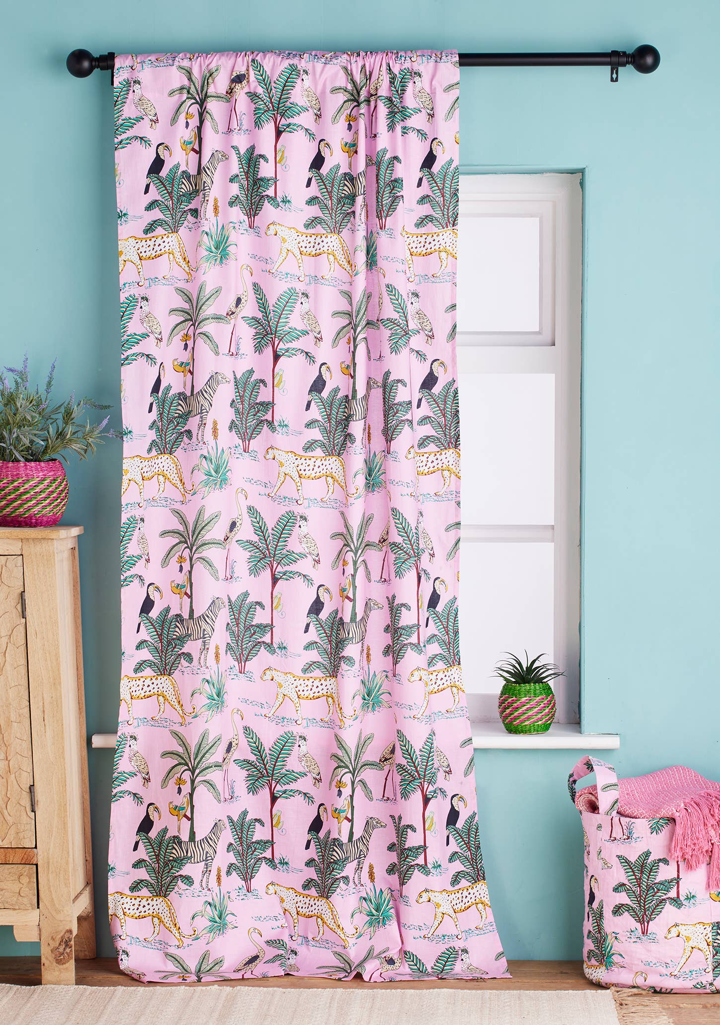 Namaste - Vente Rideaux - Rideau à motif jungle - Rose0