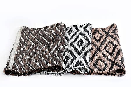 India Handicrafts Inc – wholesale Area rug – Neutral Geometric Leather Rectangle Rugs Asst.32