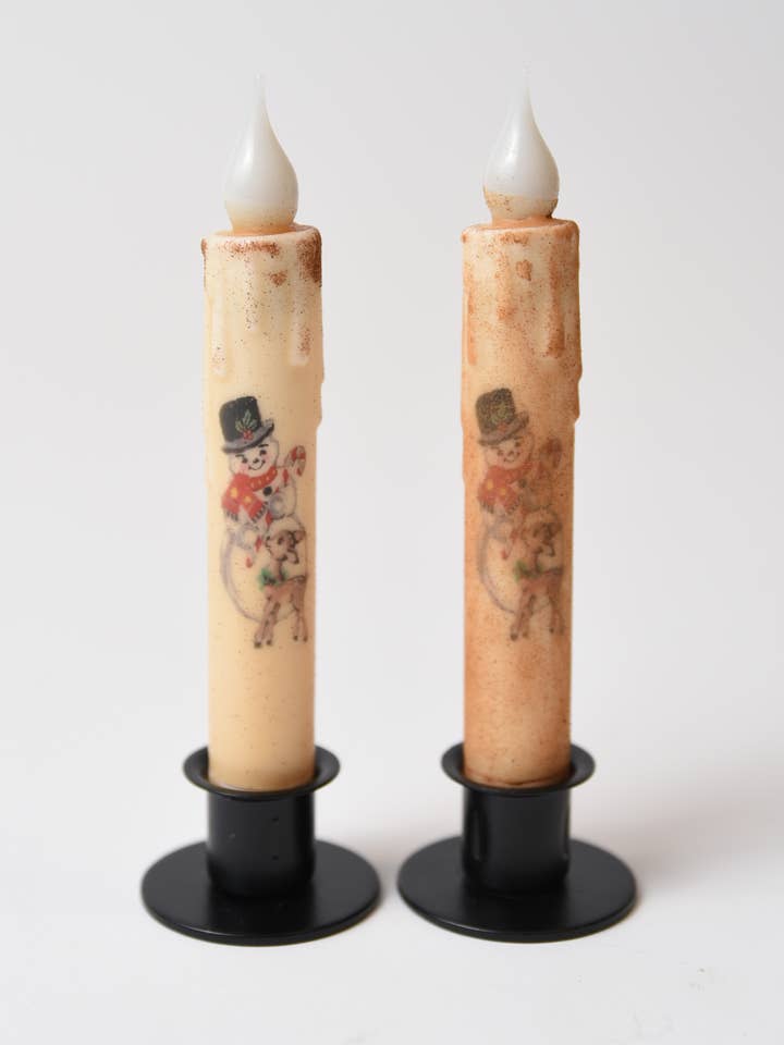 Snowman with Bambi LED Time Taper Candle for wholesale by LMS Wholesale