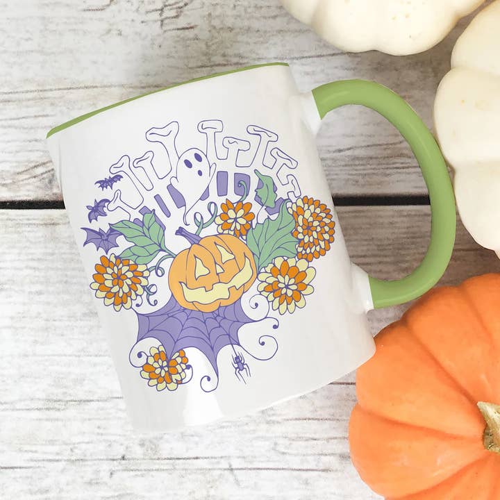 Mug Fantôme Citrouille Jack-O-Lantern Joyeux Halloween Pastel Mignon pour la vente par RiverWood Forest