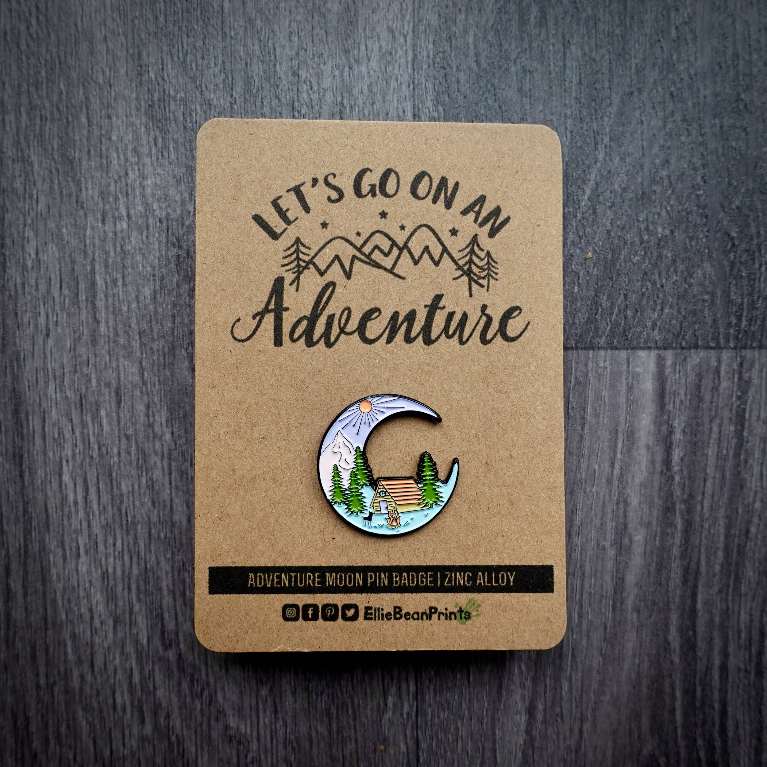 EllieBeanPrints - Wholesale Lapel Pin/Button - Adventure Moon Enamel Pin Badge | With Card