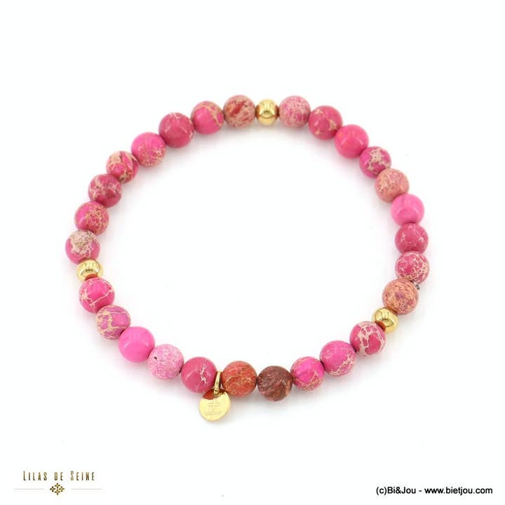 Lilas de Seine - Wholesale Beaded Bracelet - Elastic bracelet with marble beads 6mm 02230152