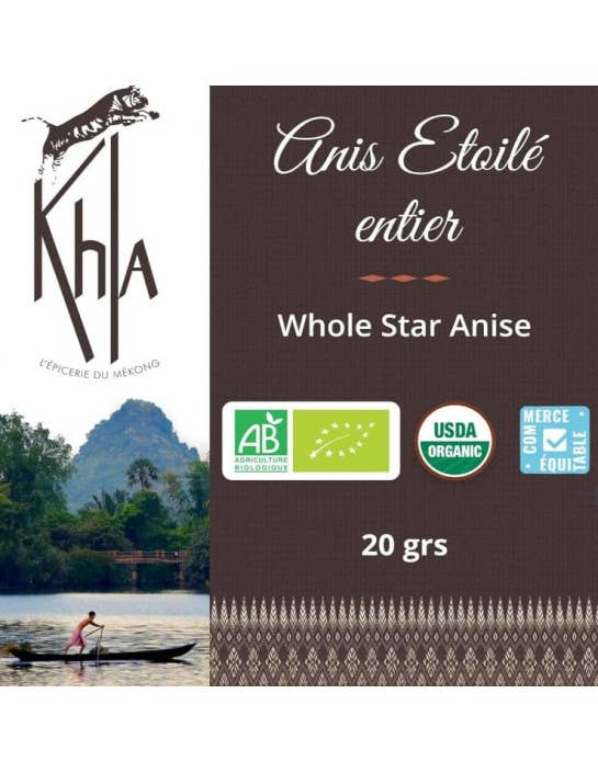 Khla - L'épicerie du Mékong - Wholesale Dried Spice - Star anise - Organic - whole - 20g - Jar2