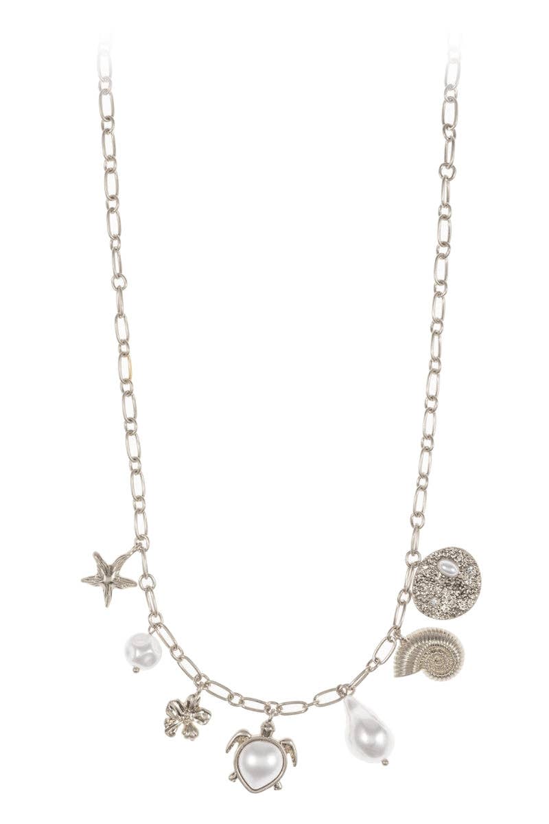 Designature New York - Wholesale Pendant/Charm Necklace - Summer Sealife Vintage Pearl Charm Short Necklace1