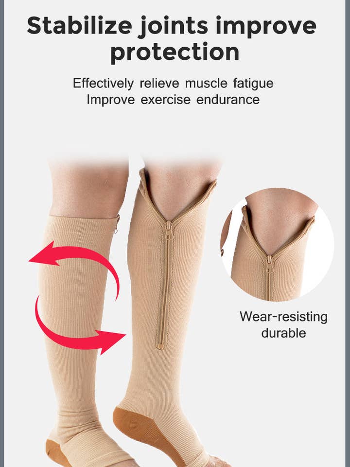 VIGOR - Wholesale Socks – Unisex - Zipper Compression Socks, Calf Knee High, Open Toe Support12