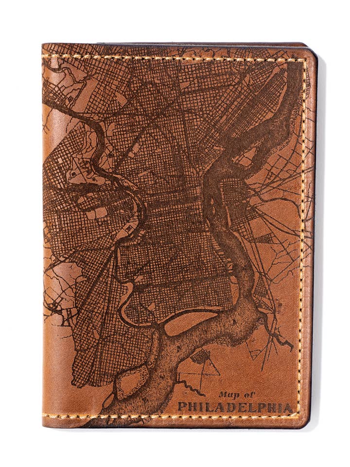 Philadelphia Map Passport Wallet for wholesale by Tactile Craftworks