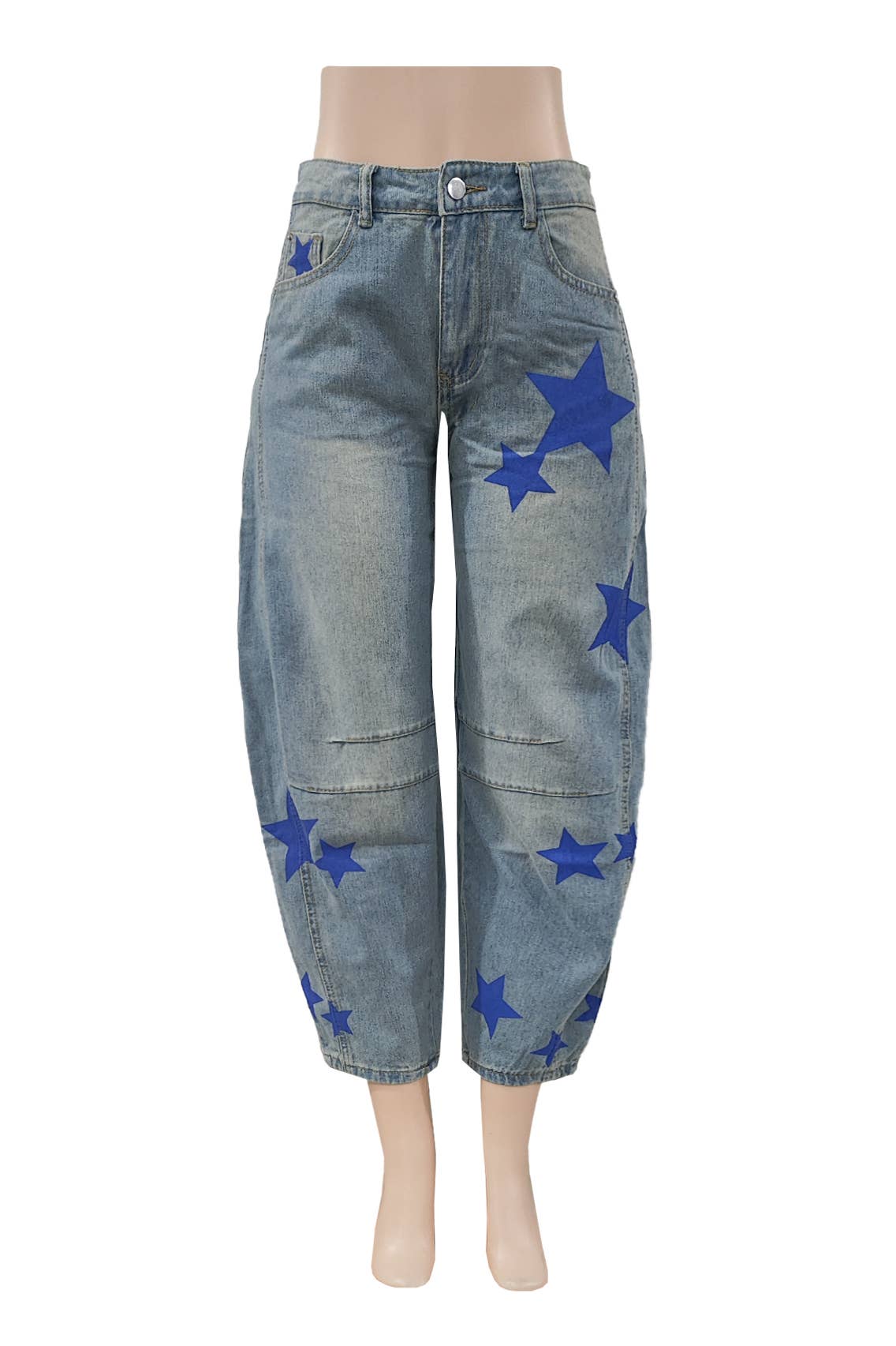 Rosa Clothing - Wholesale Jeans - Women's - Shadow patch Slouchy Curved leg shape Barrel Jeans1