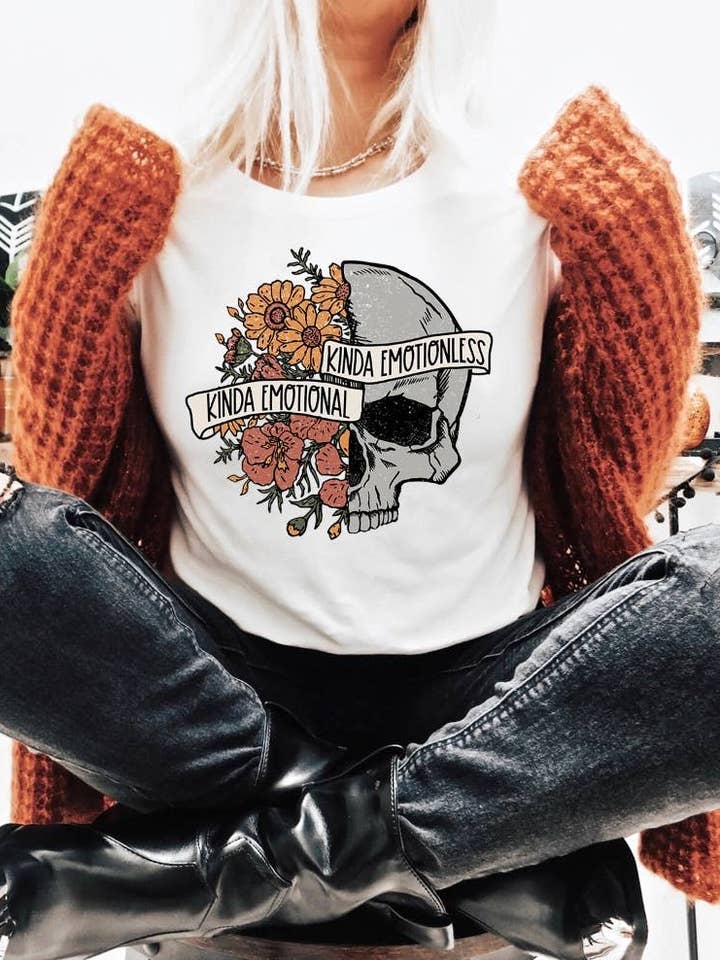 SGB Wholesale - Wholesale Screen Printed T-Shirt - Women's - Kinda Emotional Kinda Emotionless