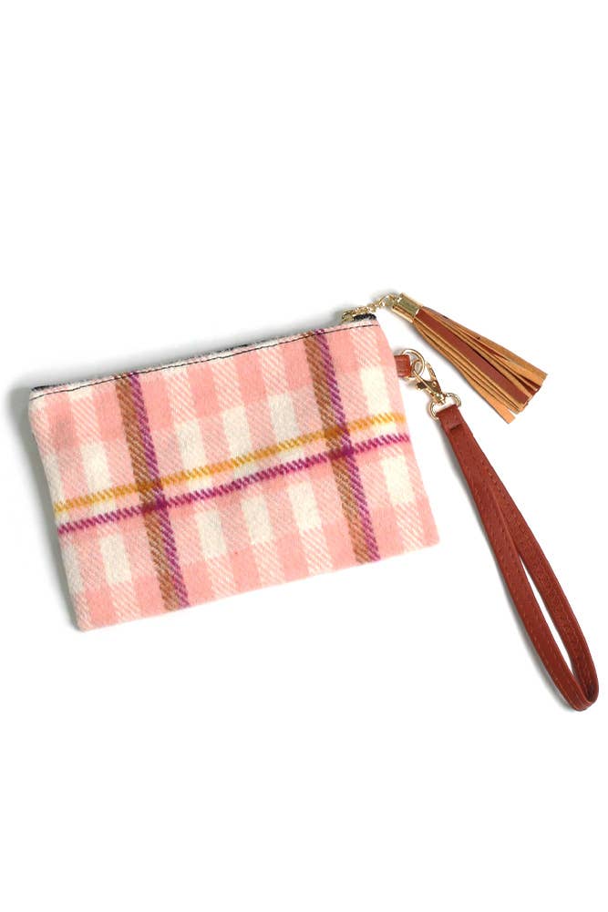 Hana – wholesale Wristlet – Plaid Pattern Pouch Bag with Wristlet0
