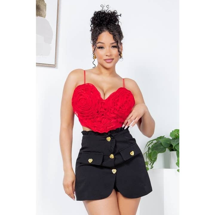 TOP CORTO EN FORMA DE CORAZÓN para venta al por mayor de Black Pearl Clothing