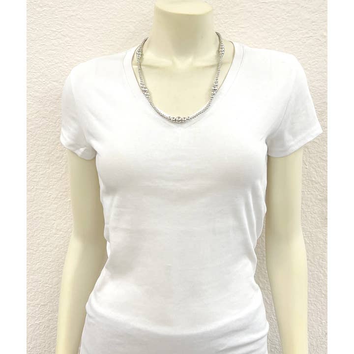 ISAC Trading Inc - Wholesale Beaded/Pearl Necklace - 738056, Handmade Silver Navajo Bead Necklace